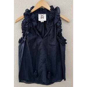 Figue Tie Blouse Top Ruffled Sleeveless Size M